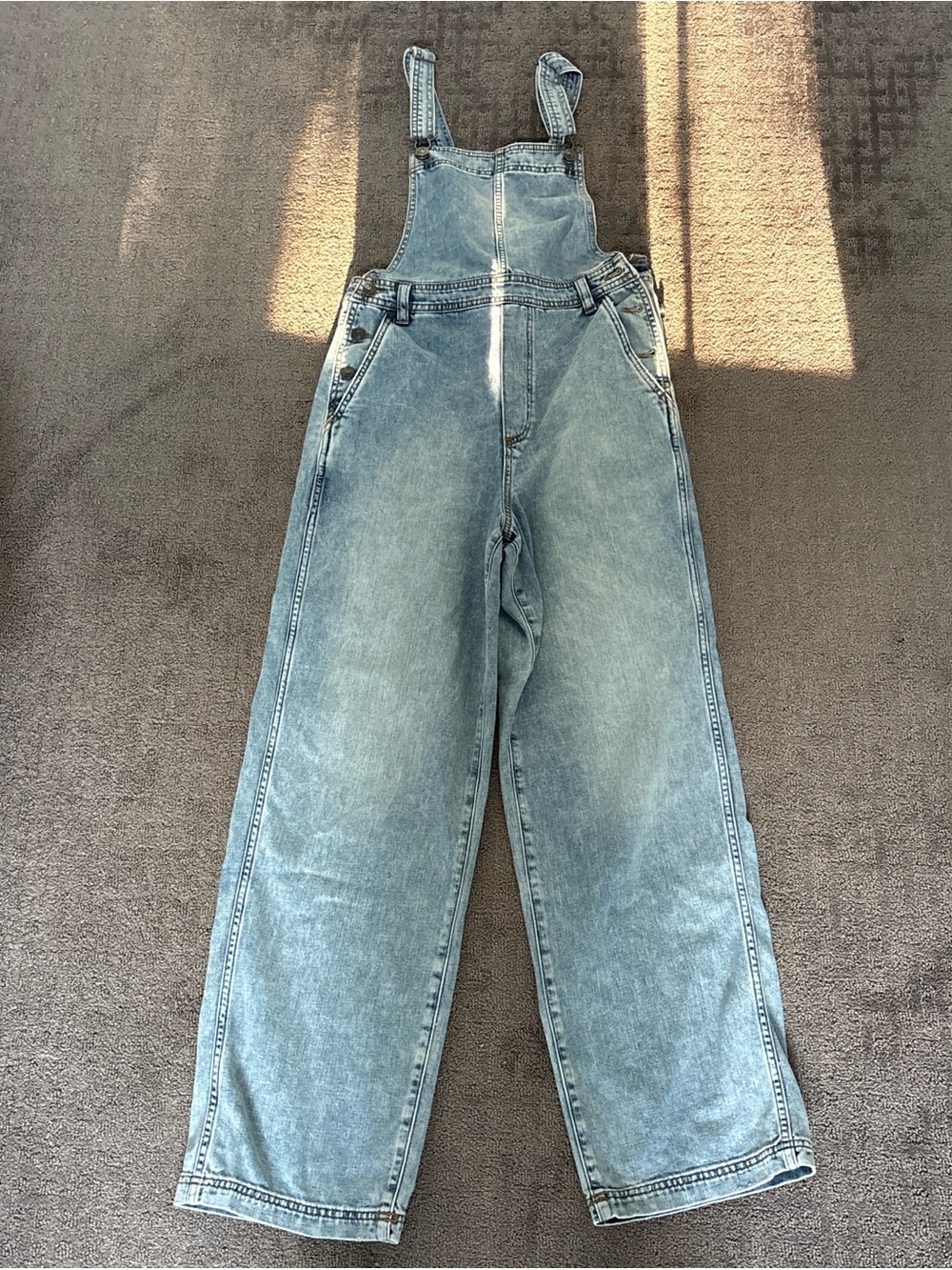 aerie Light Blue Relaxed Denim Bib Overalls